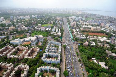 Bandra Khar, Bombay Mumbai, Maharashtra, Hindistan hükümet kolonisi batı ekspres otoyolu hava görüntüsü