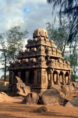 Dharmaraja rath, Mahabalipuram Mamallapuram, Tamil Nadu, Hindistan
