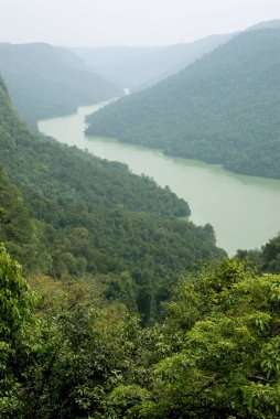 Sharavati Nehri 'nin havadan görünüşü, Kuzey Kanara Bölgesi, Karnataka, Hindistan 
