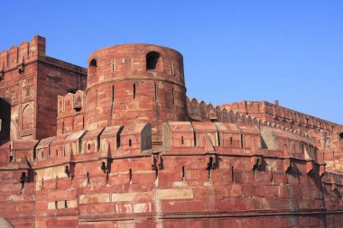 Agra kalesi 16. yüzyılda Babür İmparatoru Agra, Uttar Pradesh, Hindistan UNESCO Dünya Mirası Bölgesi tarafından inşa edildi.