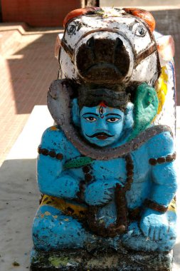 Statue of Shiva and nandi bull at Khandoba Hindu god temple, Nasik, Maharashtra, India  clipart