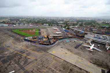 aerial view of chhatrapati shivaji international airport, Sahar, Bombay Mumbai, Maharashtra, India  clipart