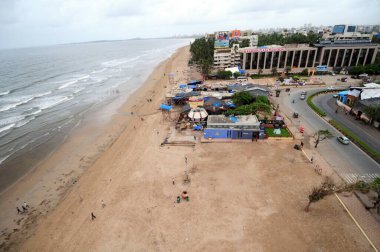 Juhu sahilinin hava manzarası, Bombay Mumbai, Maharashtra, Hindistan 