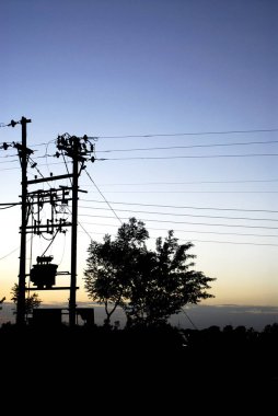 Kablolu elektrik direkleri, Maharashtra, Hindistan