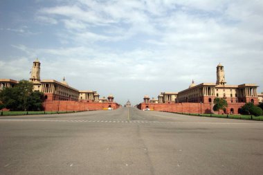 Vijay Chowk ve Rashtrapati Bhavan 'ın Güney Kuzey Blokları, Yeni Delhi, Hindistan