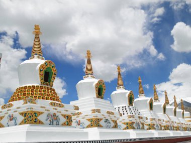 Shanti stupa in Leh, Ladakh, Jammu and Kashmir, Hindistan 