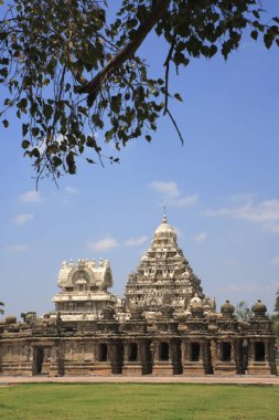 Kailasanatha tapınağı, Dravidian tapınağı mimarisi, Pallava dönemi 7 - 9. yüzyıl, Kanchipuram bölgesi, eyalet Tamil Nadu, Hindistan