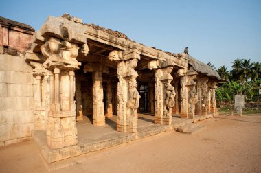 Chandikesvara tapınağının dekoratif sütunları, Hampi, Karnataka, Hindistan 