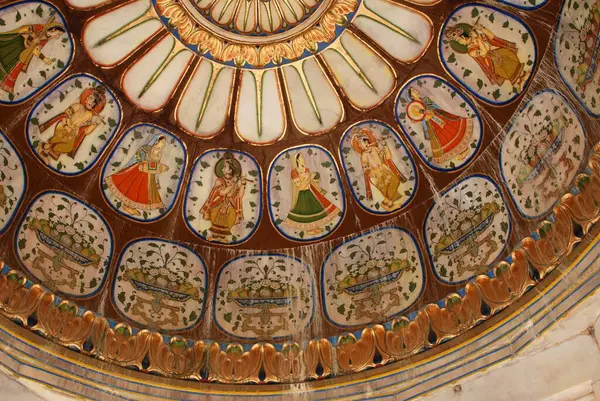 stock image Painting under a chhatri, royal crematorium, Bikaner, Rajasthan, India 