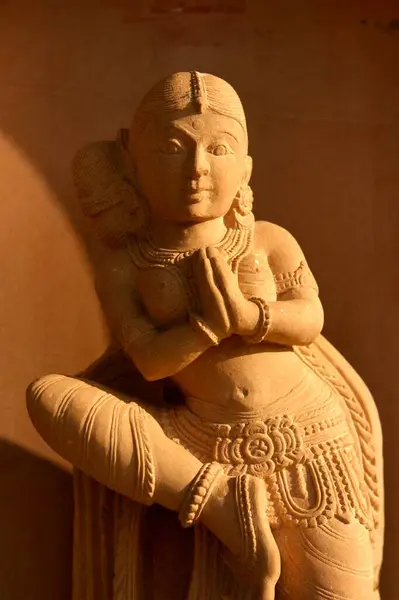 Stock image Female dancer statue welcoming pose at Adalaj Vava step well, Ahmedabad, Gujarat, India Heritage site 