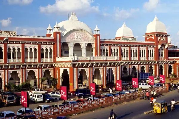 stock image Egmore railway station in Madras Chennai, Tamil Nadu, India 