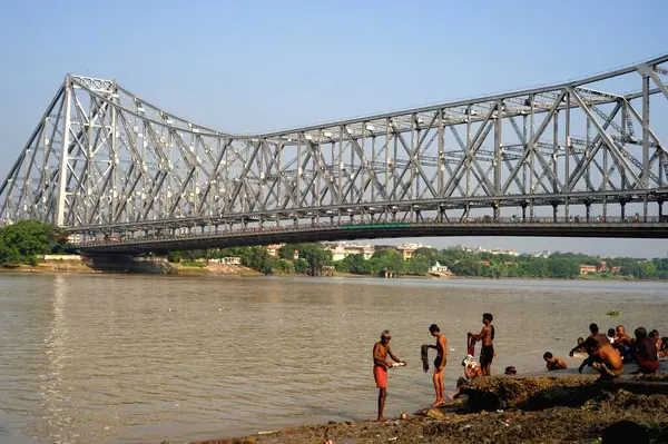 stock image Howrah bridge known rabindra setu on hooghly river , Calcutta Kolkata , West Bengal , India 16_October_2009