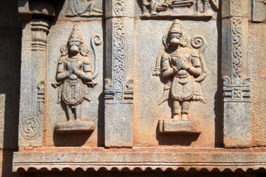 Hajara Rama Tapınağı 'nın heykeli, Hampi Vijayanagar kalıntıları, Karnataka, Hindistan