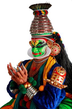 Güney Hintli kathakali dansçısı, Kerala, Hindistan 