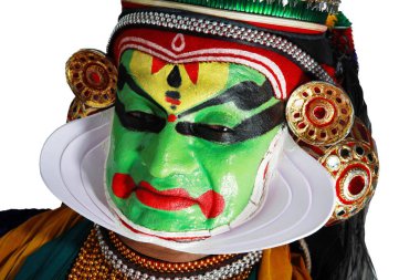 Güney Hintli kathakali dansçısı, Kerala, Hindistan 