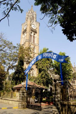 Mumbai, Bombay Mumbai, Maharashtra, Hindistan UNESCO Dünya Mirası yönetim kurulu ile Rajabai kulesi saat kulesi