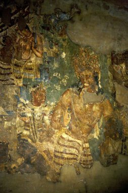 Ajanta mağarasında duvar resimleri, Aurangabad, Maharashtra, Hindistan