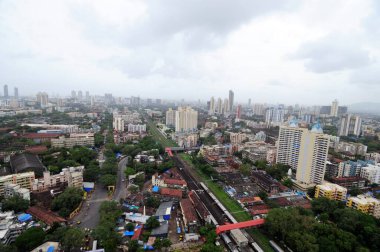 Byculla ve Lalbaug 'un hava görüntüsü, Bombay Mumbai, Maharashtra, Hindistan 
