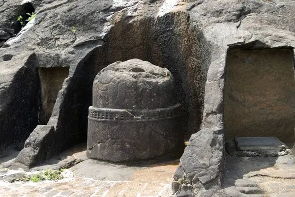 stock image Stupa at entrance of Bedsa rock cut cave dating from around 2nd century BC , District Pune , Maharashtra , India