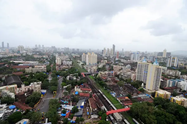 Byculla ve Lalbaug 'un hava görüntüsü, Bombay Mumbai, Maharashtra, Hindistan 