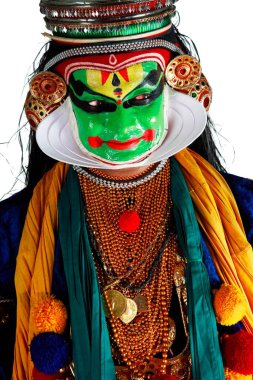 Güney Hintli kathakali dansçısı, Kerala, Hindistan 