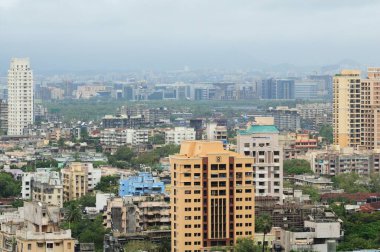 Mahim 'in Bandra Kurla kompleksi, Bombay Mumbai, Maharashtra, Hindistan' daki havadan görünüşü 