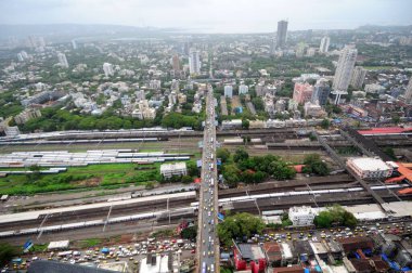 aerial view of dadar station with tilak bridge , Bombay Mumbai , Maharashtra , India clipart
