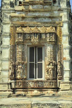 Intricately carved doorway of parvati temple Khajuraho madhya pradesh india clipart