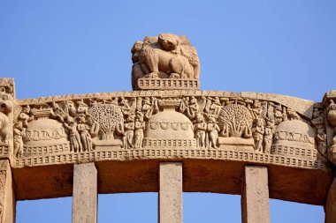Budha 'nın enkarnasyonu, Bhopal yakınlarındaki Sanchi, Madhya Pradesh, Hindistan. 