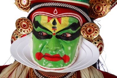 Güney Hintli kathakali dansçısı, Kerala, Hindistan 