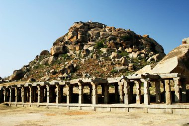 Antik pazar kalıntıları, Hampi Vijayanagar kalıntıları, Karnataka, Hindistan