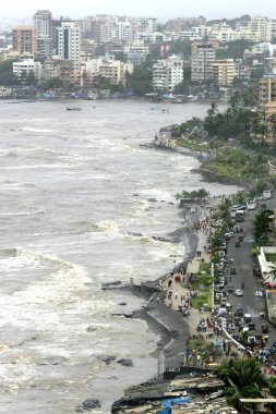 Bandra Sea Face 'in havadan görünüşü halk arasında Bandra Grubu olarak bilinir Bombay' ın batı banliyösünde şimdi Mumbai, Maharashtra, Hindistan 