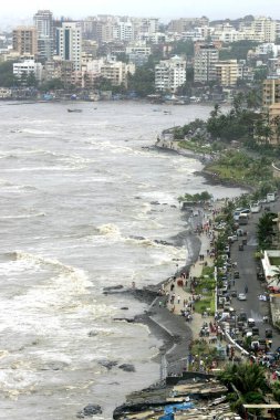 An aerial view of Bandra Sea Face popularly known as Bandra Band stand in western suburb of Bombay now Mumbai, Maharashtra, India  clipart