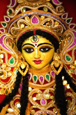 Durga puja festivali tanrıça Durga idolü, Kumartuli, Kalküta Kolkata, Batı Bengal, Hindistan 30 _ Ağustos _ 2009