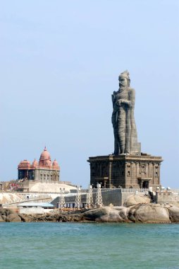 Swami Vivekananda Rock Memorial and Thiruvalluvar statue immortal poet , Kanyakumari , Tamil Nadu , India clipart