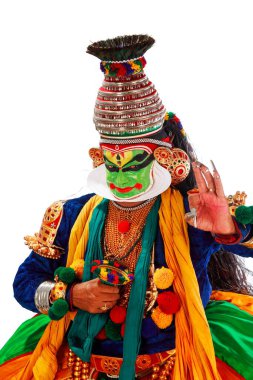 Güney Hintli kathakali dansçısı, Kerala, Hindistan 
