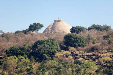 Stupa 1 seen from road located on hill top of sanchi 46kms northeast from Bhopal , Madhya Pradesh , India clipart