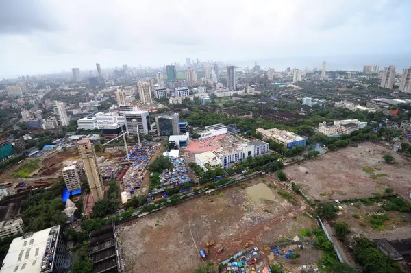 stock image aerial view of lower parel kamla mill and dlf projects and century mill land, Bombay Mumbai, Maharashtra, India  