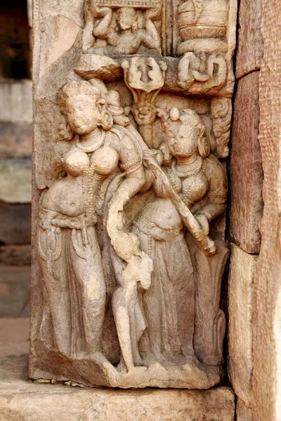 stock image Details of stone carvings from temple 31 near stupa 5 built during 6th or 7th century, Sanchi near Bhopal, Madhya Pradesh, India  