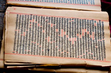 Antique hand script book of Hindu  clipart