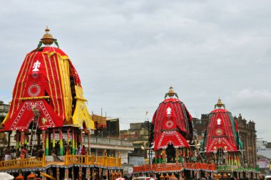 Puri Orissa Hindistan 'da Rath yatra. 