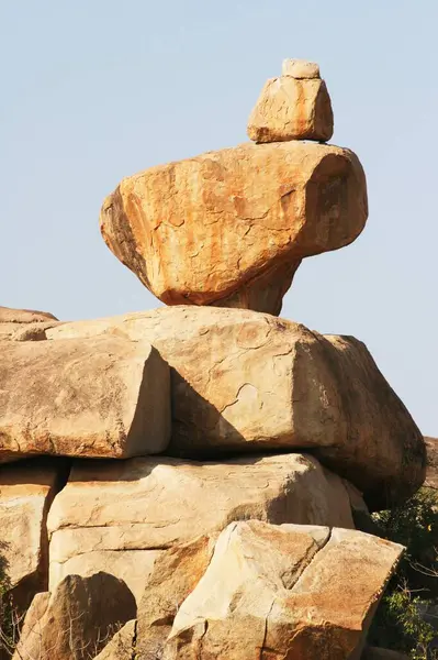 Balancing rock , Hampi Vijayanagar ruins , Karnataka , India