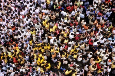 Kalabalığın hava manzarası, Mumbai Bombay, maharashtra, Hindistan