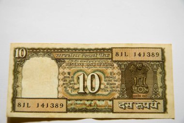 Hindistan para birimi 10 rupi Rezerv Bankası Hindistan Hükümeti ön tarafta görünüyor