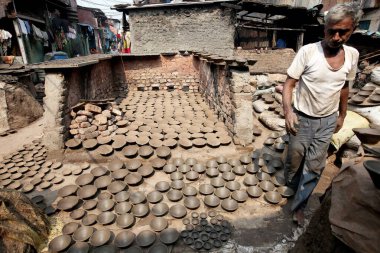 Diwali festivali için divalar, Dharavi, Mumbai, Maharashtra, Hindistan, Asya 