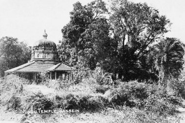 Eski 1900 'lerin fotoğrafları Nageshwar Shiva Tapınağı, Bassein Kalesi, Maharashtra, Hindistan, Asya 