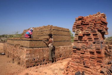 Tuğla işçisi, barwani, madhya pradesh, Hindistan, Asya 