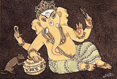 Ganesha, hindu inancı, hindu, hinduizm, sanat, sanatçı. Rajam, himalaya akademi sanatı, ganesh, kutsama.