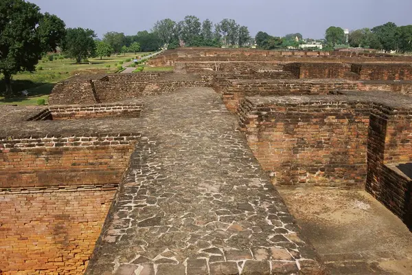 Stock image Aerial view of monasteries , Nalanda university complex , Nalanda , Bihar , India