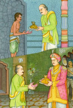 Sanatçı Manivelu, Hindu inancı, Hinduizm, Hinduizm, sanat, himalaya akademi sanatı, karma, cömertlik, dana, niyama, verme, alma, kral, dilenci